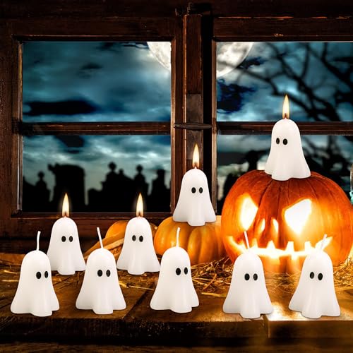 Halloween Ghost Candles 20 Pack - White Spooky Party Decor