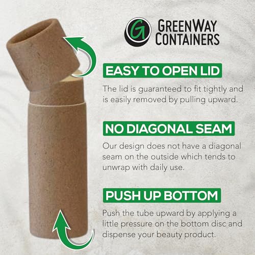 GreenWay 0.15oz / 4.25g Kraft Paperboard Lip Balm Tubes with Lids - 25 Pack Lip Gloss Tubes Refillable DIY Cosmetic Containers ? Extra Thick Push-Up Bottom Lip Balm Containers - Brown