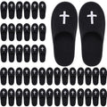 House Slipper for Guest Weddings & Baptisms Party Christian Non Slip Disposable Slippers with Cross Pattern for Travel, Bridesmaid Indoor Spa Bridal