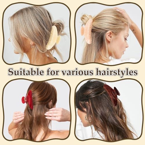 Vovii 4-Pack Acrylic Hair Claw Clips for Women - Champagne, Brown, Beige, Red