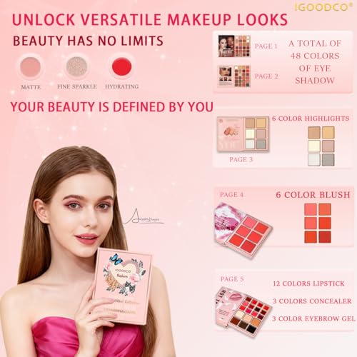 Makeup Book Palette - 6-in-1 Eye Shadow, Blusher & Lipstick