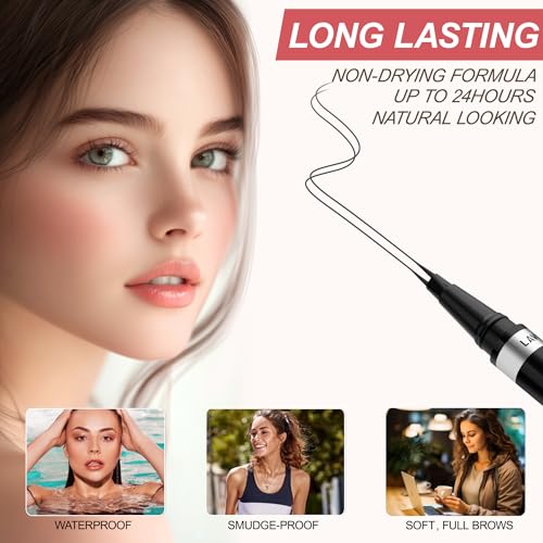 LAVONE Waterproof 2-in-1 Eyebrow Pencil with Brush - Black