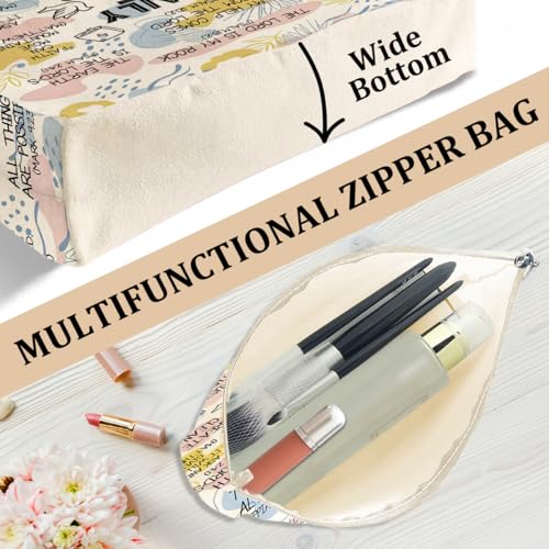 Daily Affirmations for Women Faith Christian Gifts£¬2PCS Cosmetic Bag Canvas Tote Bag Beach Bags with Pocket Makeup Bags£¬Scripture Bible Verse Mental Health Gifts for Female Friend Birthday Christmas