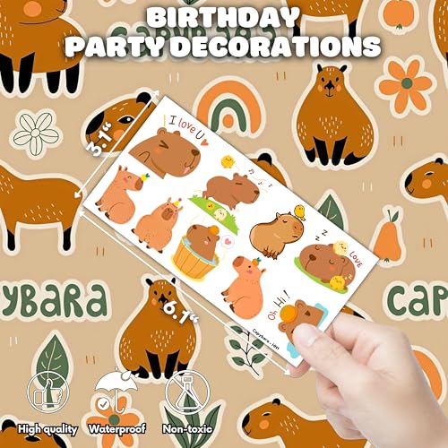 96PCS Capybara Temporary Tattoos – Party Favors & Stickers