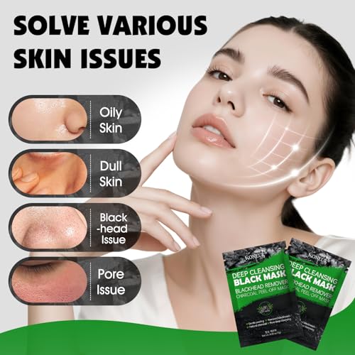 36 Pack Blackhead Remover Mask Kit, Deep Cleansing for Face and Nose, Charcoal Peel Off Black Face Mask with a Brush for Skincare, Blackhead Pore Acne Dirts Remover for Men and Women