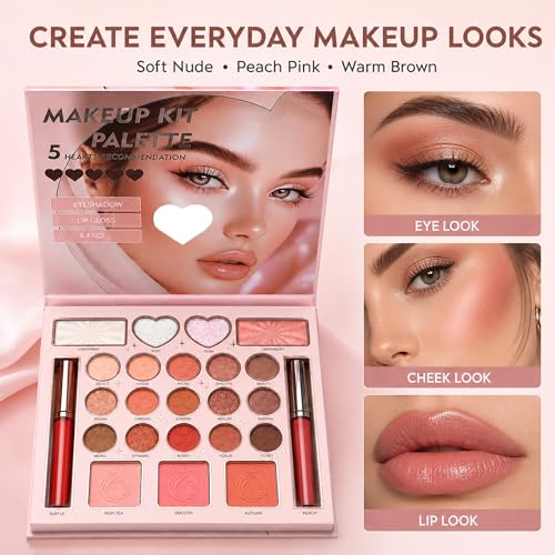 All-In-One Makeup Palette - Eyeshadow, Blush & Lip Gloss Kit