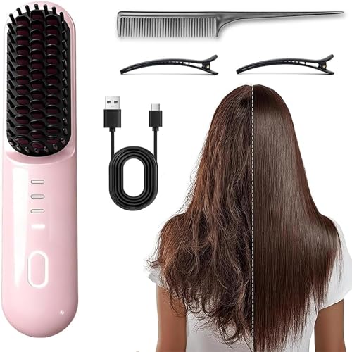 Cordless Straightening Brush for Short Hair - Ionic Ceramic