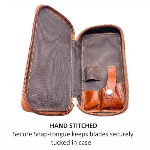 Parker Saddle Brown Leather Safety Razor Travel Case