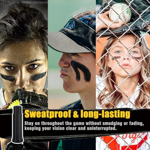 Eye Black Stick ? 2 Pcs Face Paint for Football, Baseball, Softball, Rugby & Lacrosse, Long-Lasting Anti-Glare Eye Black for Sports Games & Training