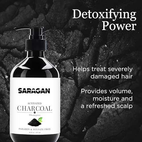 Saragan Activated Charcoal Conditioner - Clarifying Conditioner w/Argan Jojoba Oils - Sulfate & Paraben Free Conditioner for Women & Men - Charcoal Detox Conditioner Hair Care (16 oz) All hair types