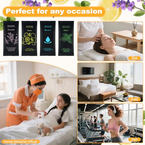 Lavender Lemon Unscented Mint Bulk Moist Cotton Towelettes 40 Pack - Travel & Face Wipes