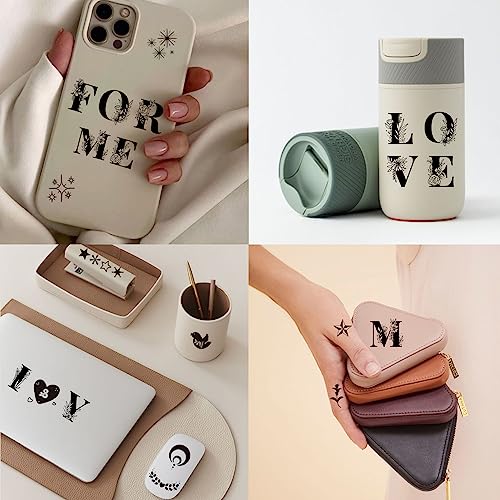 Letter Temporary Tattoo Female Girl, 12 Black Forged English Letters, Flowers English Letters waterproof Tattoo Stickers, for Adult Children's Body Arm Birthday Party Gifts