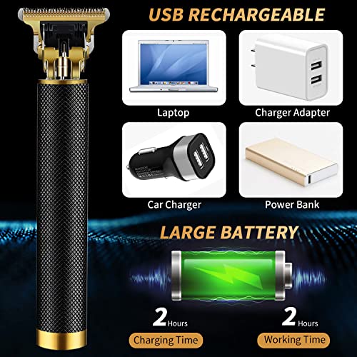Hair Trimmer for Men, Electric Hair Clippers Cordless Beard Trimmer Shaver Electric T Blade Hair Trimmer, Zero Gapped Hair Clippers Cutting Grooming Kit with Guide Combs Ear Spoon Tool Set, Black.