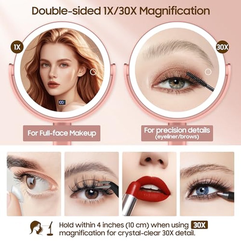 30X Magnifying Makeup Mirror with Light & Digital Display