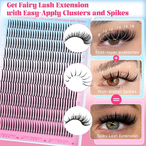 Lash Spikes 320pcs Spiky Clusters 13-21mm D Curve Volume Cluster
