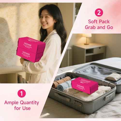 FACEMADE 100 Count (2 Packs) Disposable Face Towels, Ultra Thick Face Towelettes Disposable, Clean Facial Towels for Makeup Remover, Skincare, USDA Certified 100% Biobased