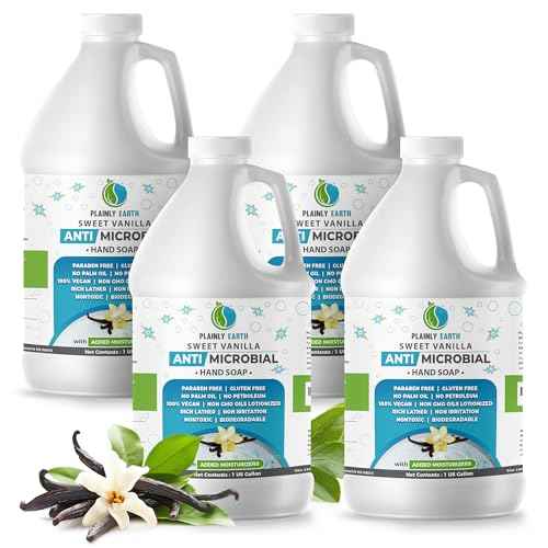 Antimicrobial Liquid Hand Soap (4 x 1 US Gallon) - Antibacterial Soap Refill - Hand Soap Refill Bottle - Cruelty Free Moisturizing Soap, Sweet Vanilla