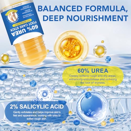 Urea Foot Care Stick with 60% Urea & 2% Salicylic Acid - Moisturizing Cream for Dry Cracked Heels