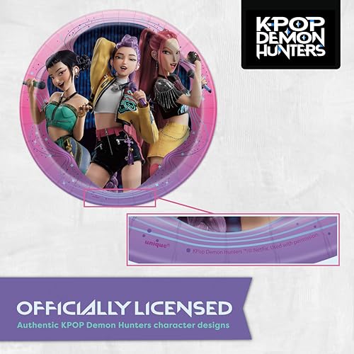 KPop Demon Hunters Plates & Napkins Set for 16 - Officially Licensed Party Decor