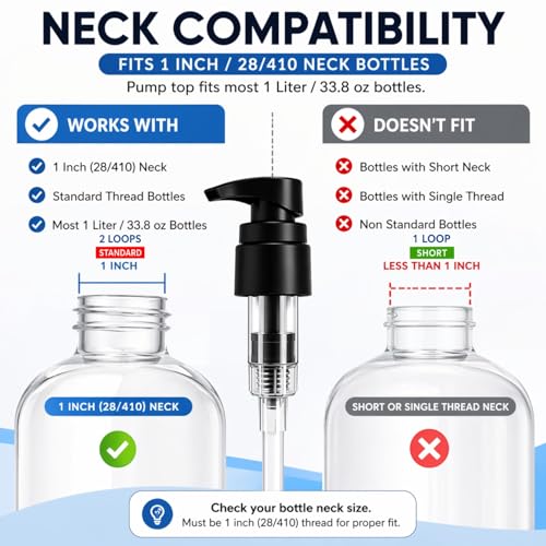Shampoo Dispenser Pump for 1L Bottles | Leak Proof 28/410