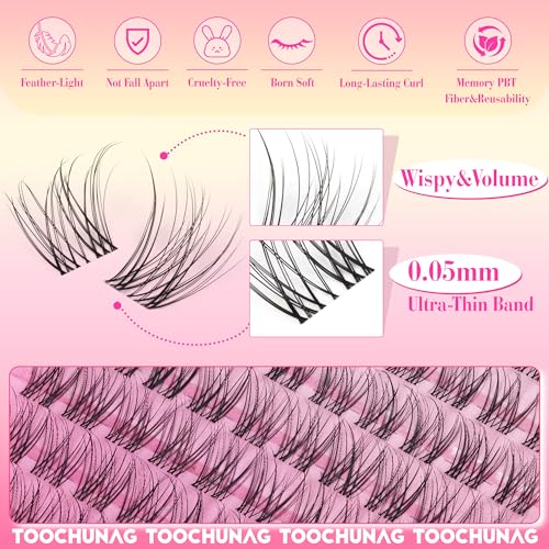 Natural Lash Clusters Kit 120 Pcs Wispy Eyelash Extensions with Bond & Tweezers