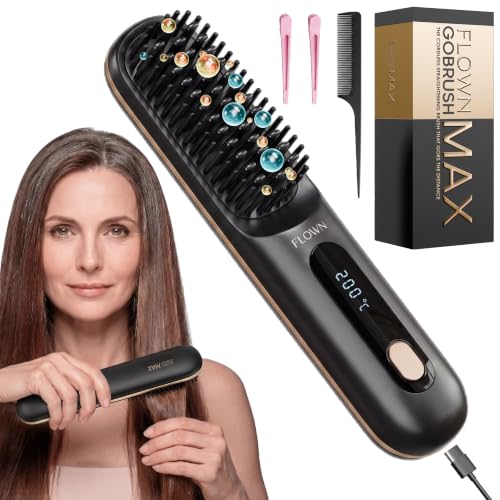 FLOWN Go Brush MAX - Cordless Ionic Hair Straightener Brush