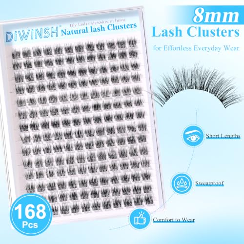 8mm Short Lash Clusters C-Curl Wispy Reusable (168pcs)