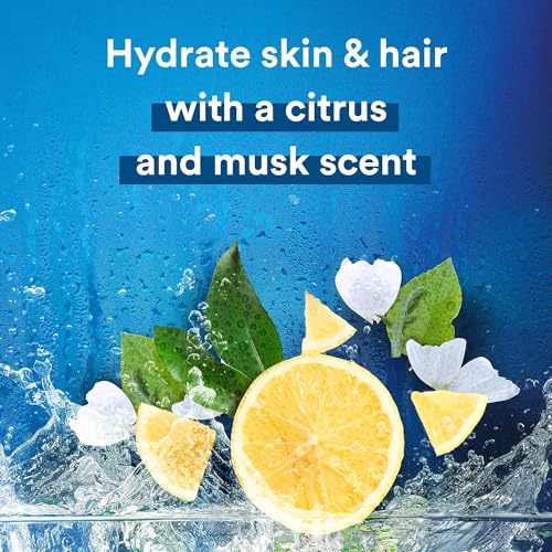 Suave Men Moisturizing Body, Face and Hair Wash, 3-in-1 For Hydrated Skin and Hair, Citrus & Musk scent, No Parabens, No Phtahaltes, 18 Oz, (Pack of 12)
