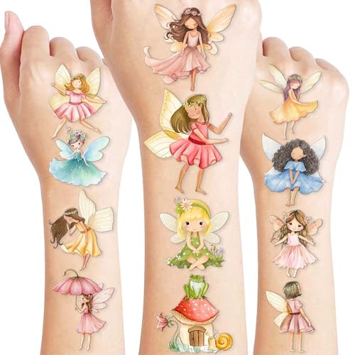 120 PCS Fairy Temporary Tattoos for Kids - Pre-Cut Woodland Theme