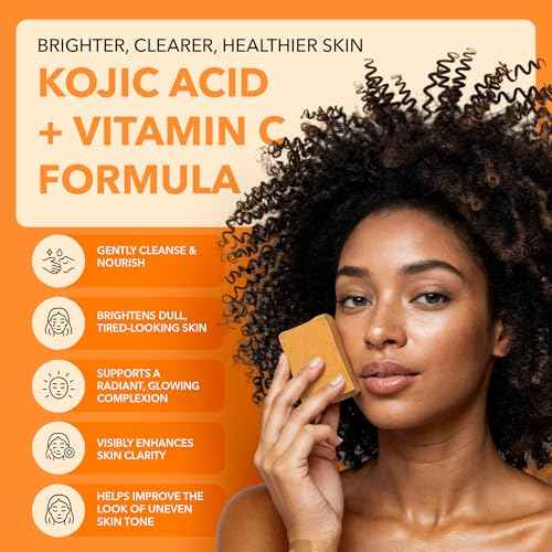 Kojic Acid Complexion Brightening Soap Bar with Vitamin C, Turmeric, Retinol, Collagen & Hyaluronic Acid ? Brightening Face & Body Soap ? Supports Brighter Skin, Even Skin Tone ? 2 Pack