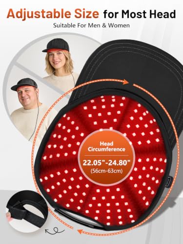 RELEXNOW Deep Black Red Light Therapy Cap for Hair - Upgraded 180 LEDs