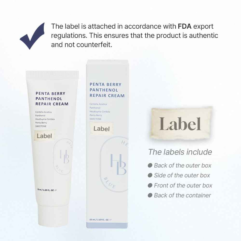 HEVEBLUE Penta Berry Panthenol Repair Cream - Vegan, Centella, Cica Barrier, Restore Moisture Balance, Deep Hydration, Sensitive Skin, Low Irritation, Korean Skincare, K-Beauty, Hypoallergenic