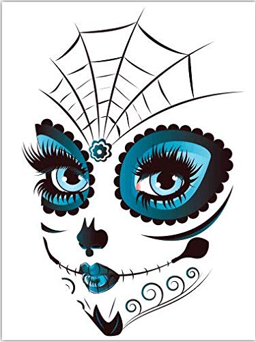 DaLin Sugar Skull Temporary Face Tattoos - 9 Sheets