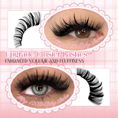 FADVAN Lash Clusters 100D Long 12-20mm Lash Spikes Eyelash Clusters Volume Individual Lashes DIY Spiky Lash Extension Mega Cluster Eyelash Extensions Mink Strips Lashes Thick