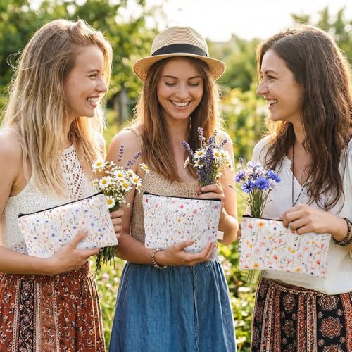 Reginary 20-Piece Floral Makeup Bags, 7x4.3 Inch Canvas Cosmetic Pouches
