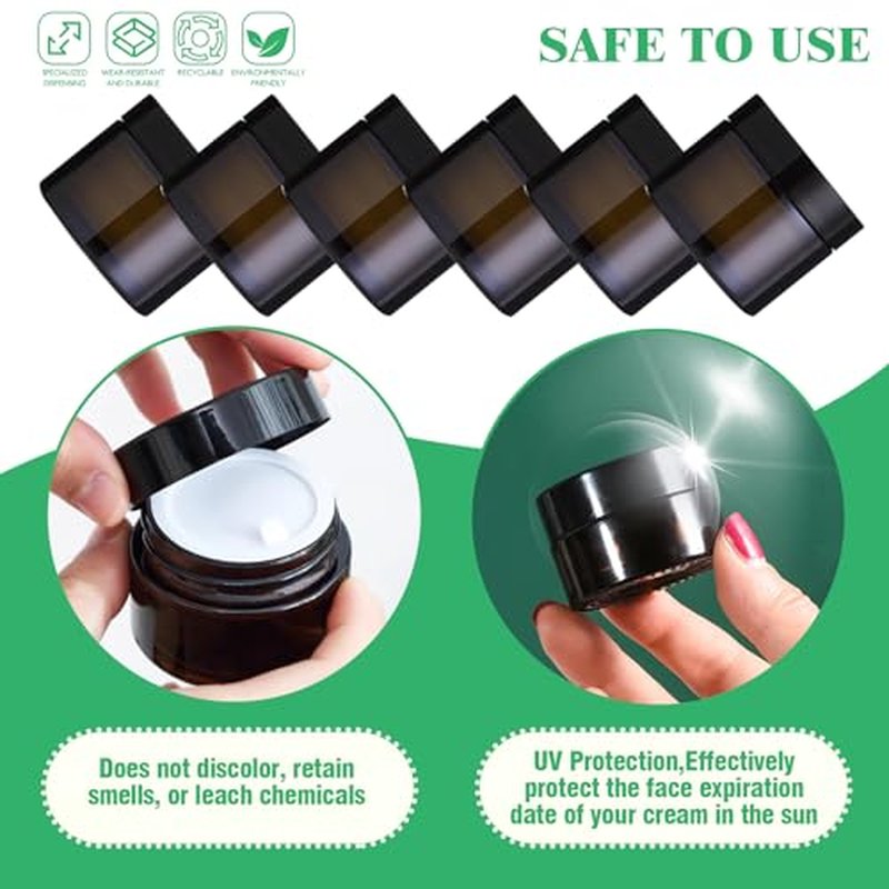 120Pc Amber Glass Jars with Lids & Liners for Cosmetics