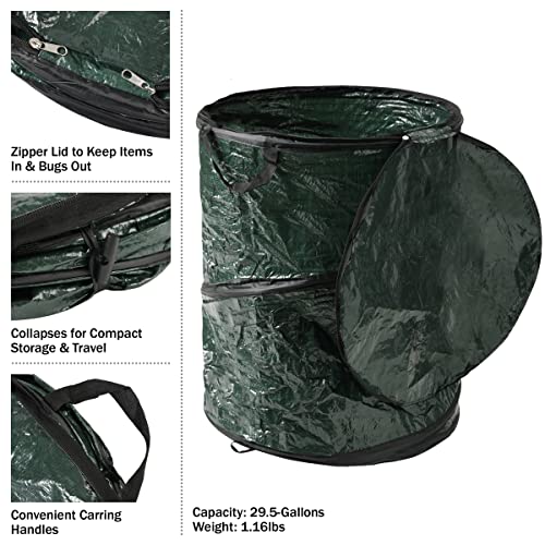 29.5-Gallon Pop Up Outdoor Garbage Can - Collapsible Trash Can for Parties, Yard Waste, or Laundry - Camping Accessories by Wakeman