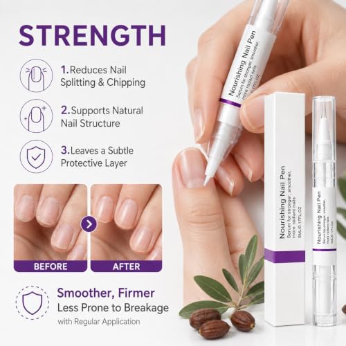 Nourishing Nail Care Pen with Cuticle Oil – For Brittle Nails, 2pcs
