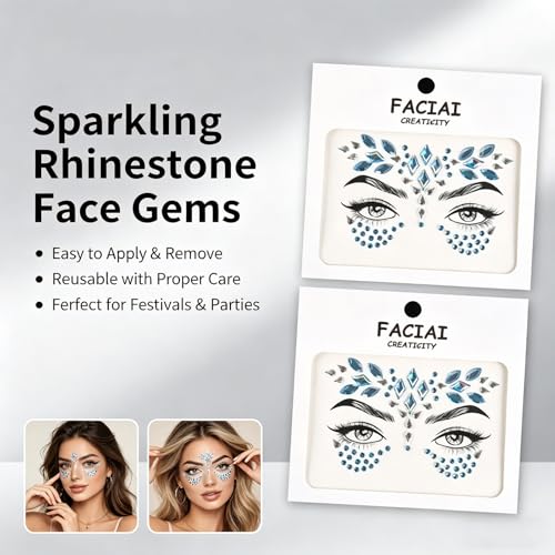 Blue Mermaid Face Gems Rhinestone Stickers (2 Sets)
