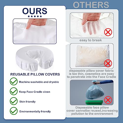 Tatuo 12 Pcs Massage Table Face Cradle Covers Microfiber White