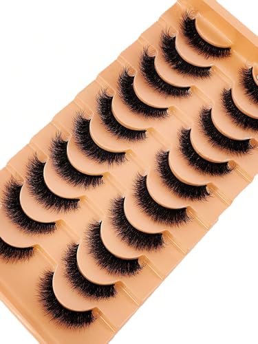 10 Pairs 3D Mink False Eyelashes - Soft Fluffy Natural Lashes