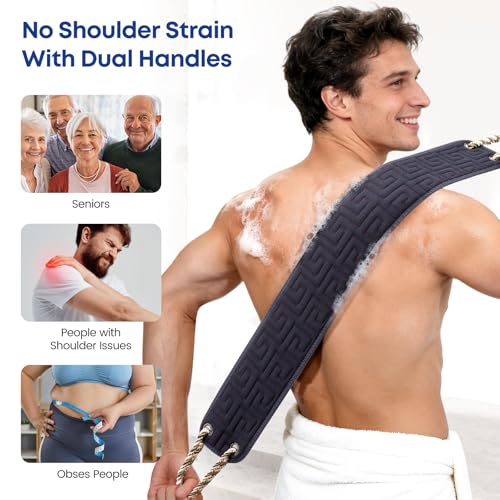 38 Inch Exfoliating Back Scrubber for Shower with Dual Handles