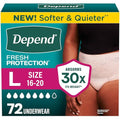 Depend Fresh Protection Women's Incontinence Underwear, Large, 72 Count