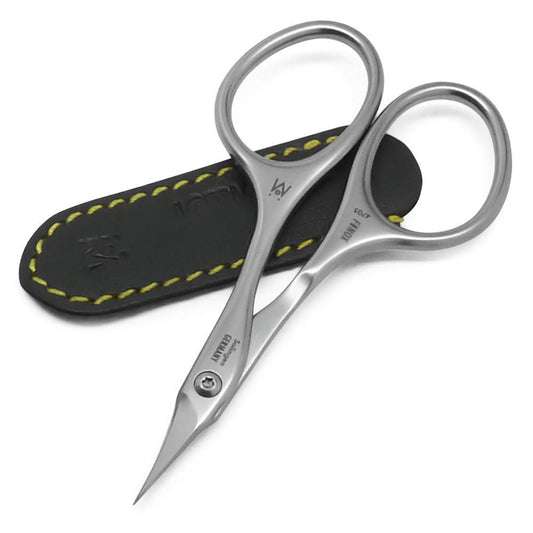 GERMANIKURE Tower Point Cuticle Scissors Grooming Scissors FINOX Stainless Steel Professional Nail Scissors in Leather Case -Ethically Made in Solingen Germany - 4705