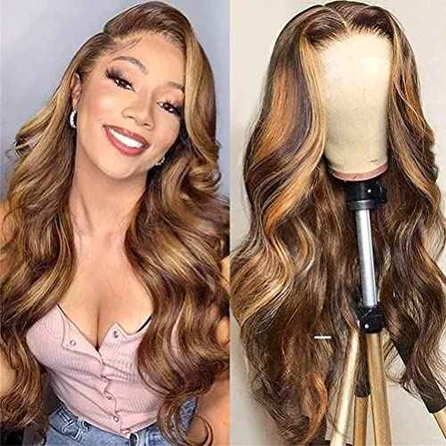 Honey Blonde Lace Front Wig Human Hair 13x4 HD Transparent 4/27 Highlight Ombre Lace Front Wigs Human Hair Pre Plucked With Baby Hair 180% Density Glueless Wig 18 Inch