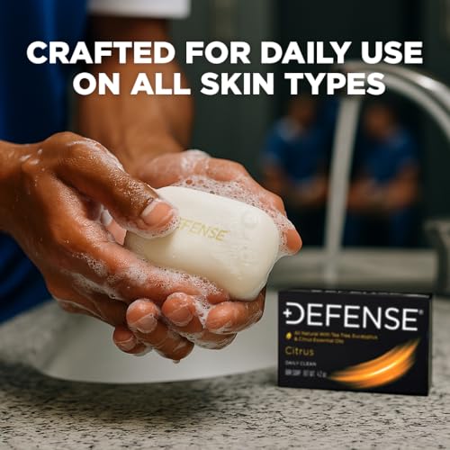 Defense Soap Citrus Bar ? All Natural Tea Tree, Eucalyptus & Citrus Essential Oils ? Post Workout Hygiene for Athletes, Sports & Active Lifestyles ? Washes Away Sweat & Body Odor ? 4.2 oz