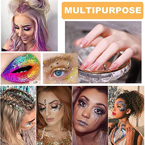 Chunky Glitter Gel 19 Colors - Mermaid Sequins for Face & Body
