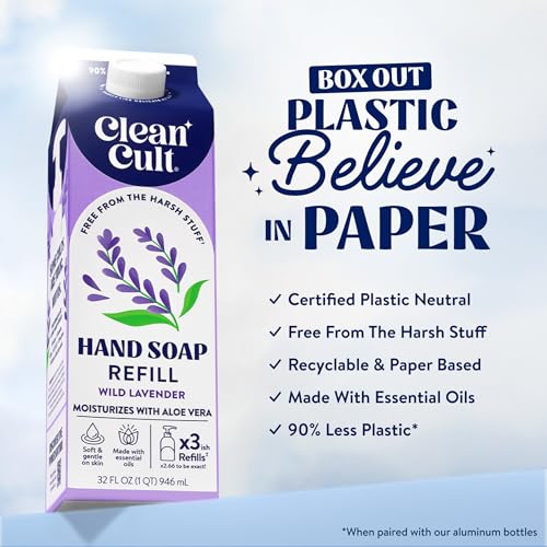 Cleancult Lavender Liquid Hand Soap Refill 32oz Pack of 2 - Moisturizing & Eco-Friendly