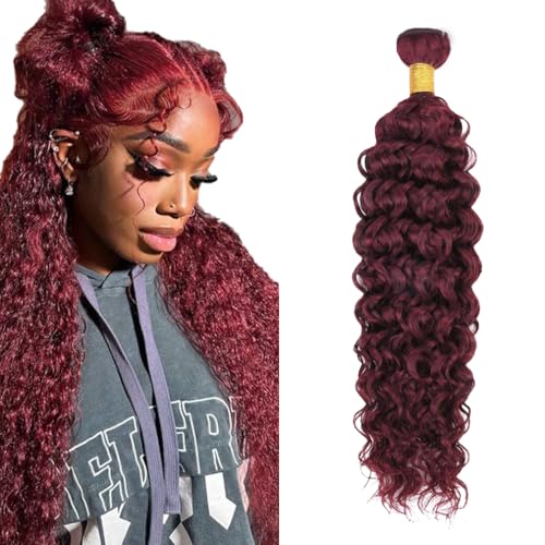 #99J Burgundy Water Wave Hair Bundles - 34 Inch, 100g