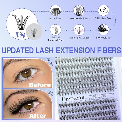 Pawotence 280pc Lash Extension Kit - DIY Cluster Lashes 9-15mm
